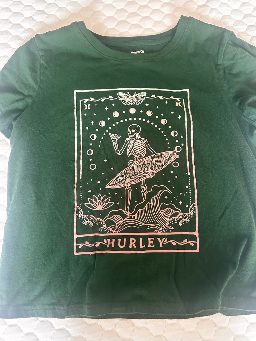 Hurley Green Graphic Surf Skeleton T-Shirt
